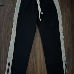 Black Track Pants with White Side Panels